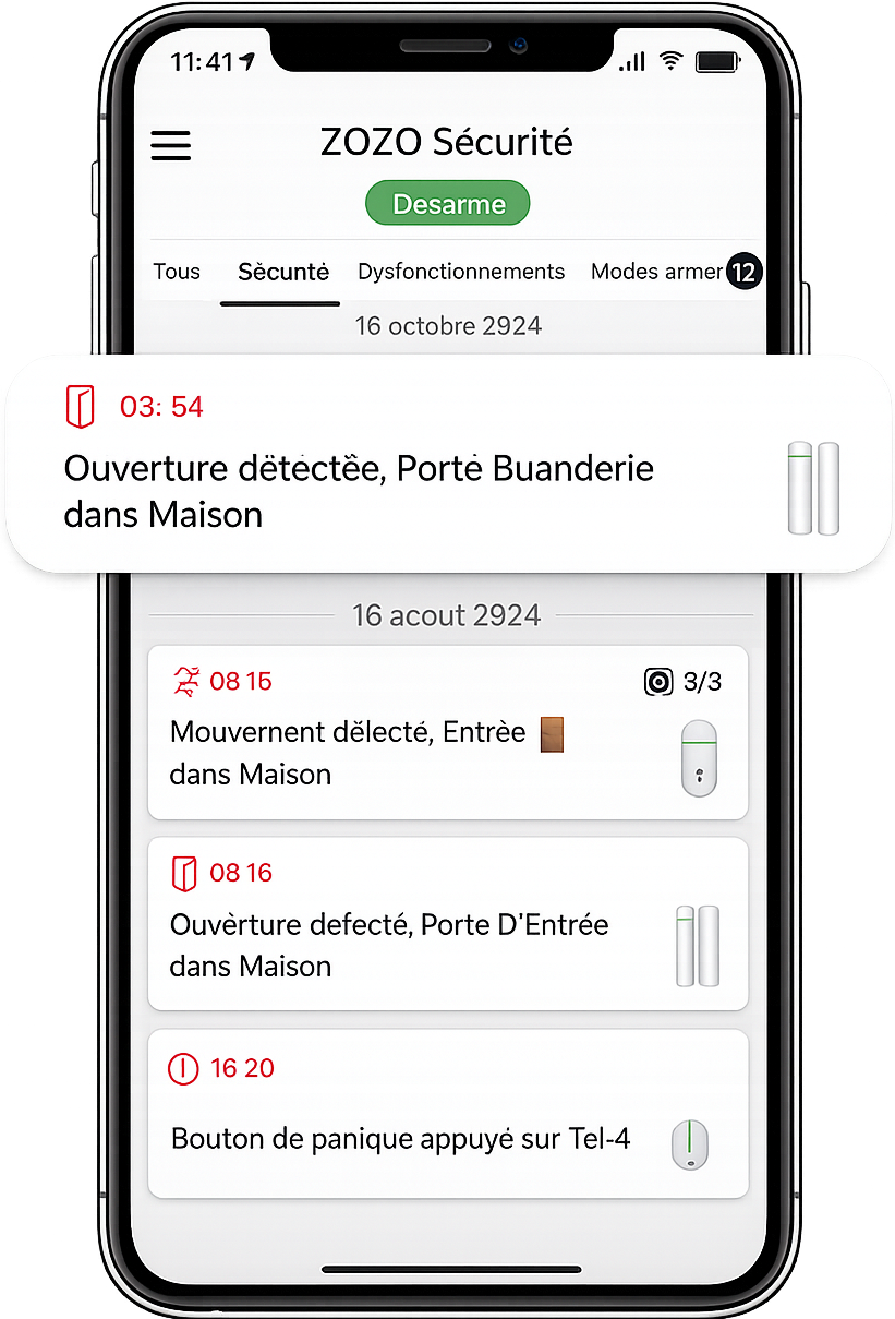 Application alarme Ajax sur smartphone - ZOZO Sécurité Montpellier